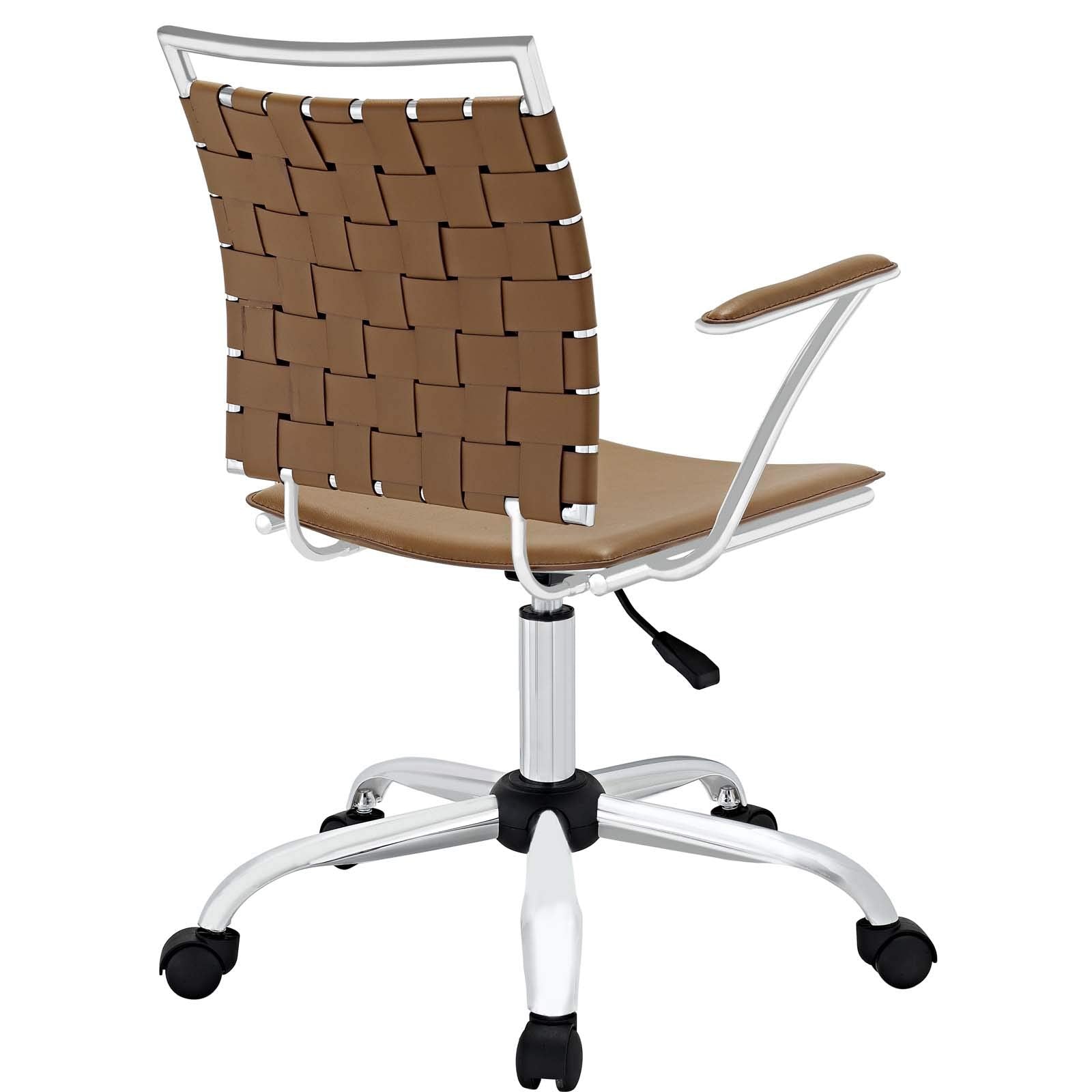 home office desk chairs | CasaFoyer Modern Office Chair | Height-Adjustable | PVC Webbing Back | Foam Cushion | Chrome-Plated Base | Contemporary Design - Tan | casafoyer.myshopify.com