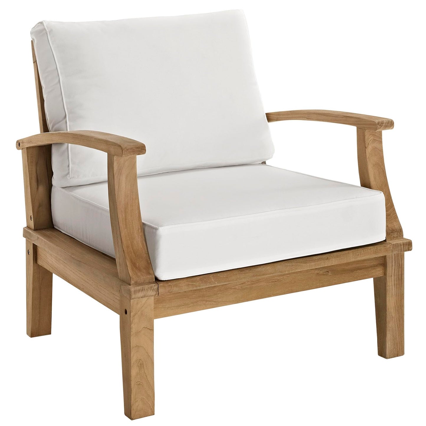 Chair | Marina Teak Wood Outdoor Patio Arm Chair | Luxury, Durable, All-Weather Cushions | Easy Assembly | Protect Cushions from Rain | Clean with Mild Soap | casafoyer.myshopify.com