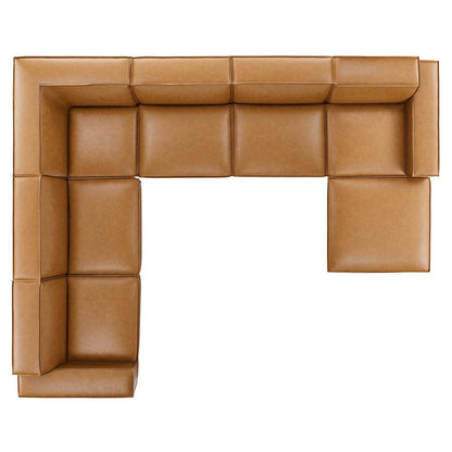 kitchen and dining room sets | CasaFoyer Restore Vegan Leather 7-Piece Sectional Sofa | Minimalist Elegance | Plush Cushions | Sturdy Build | Non-Marking Foot Caps | Tan | casafoyer.myshopify.com