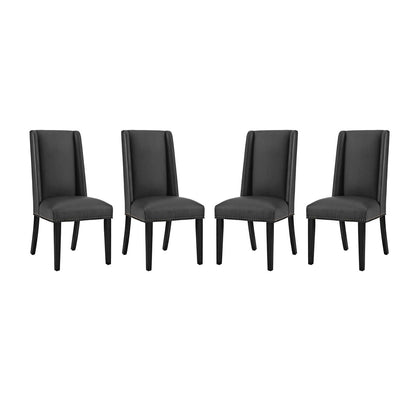 home office desk chairs | CasaFoyer Baron Dining Chair Set of 4 | Opulent Opulence | Vintage Copper Nailhead Trim | Vinyl Upholstery | Sturdy Wooden Frame | Black | casafoyer.myshopify.com