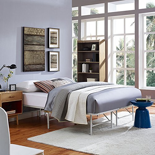 Bed | CasaFoyer Horizon Metal Bed Frame | Stainless Steel | 14-inch Clearance | 1300 lbs Capacity | Foldable | No Box Spring | Non-Marking Foot Caps | Memory Foam & Hybrid Mattress Compatible | Easy Assembly | Queen Size | casafoyer.myshopify.com