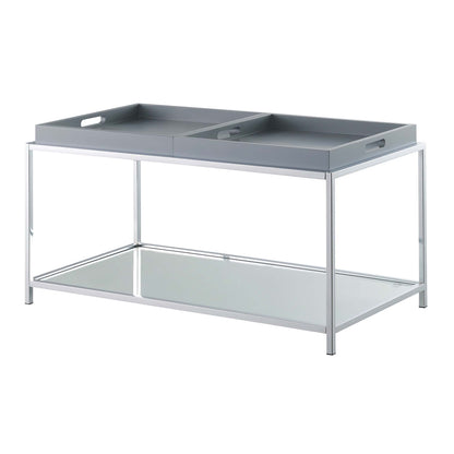 TABLE | Ergode Palm Beach Coffee Table | Glass Shelves & Reversible Trays | Contemporary Design | Chrome-Plated Steel Frame | Showcase Decor | casafoyer.myshopify.com