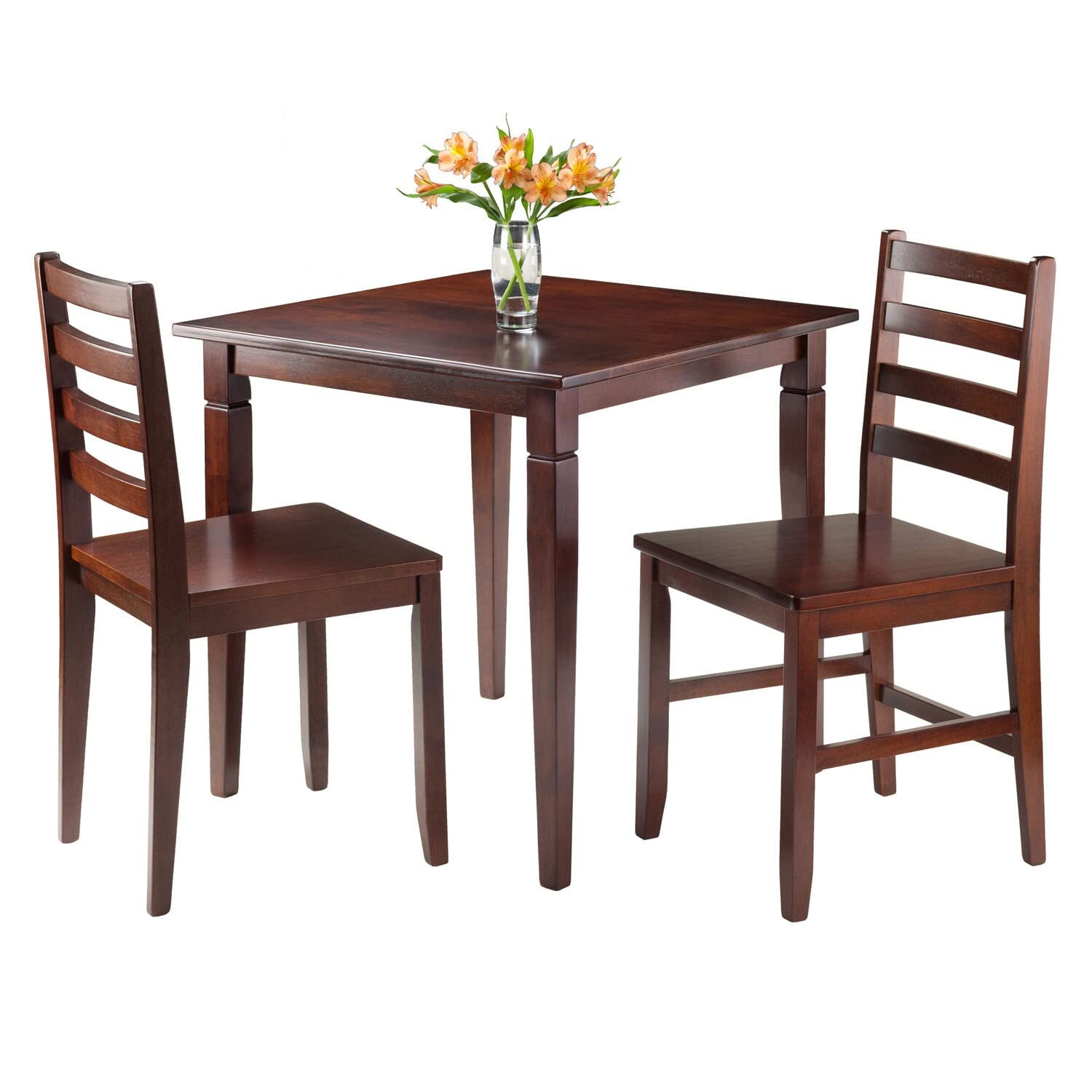 childrens table and chair sets | CasaFoyer 3-Pc Kingsgate Dining Table Set | 2 Hamilton Ladder Back Chairs | Real Wood, Walnut Finish | Compact & Functional | Assembly Required | casafoyer.myshopify.com