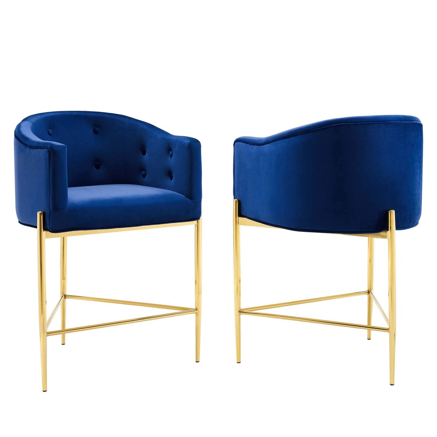 barstools | CasaFoyer Savour Tufted Performance Velvet Counter Stool Set of 2 | Elegant Design | Stain-Resistant Upholstery | Comfortable Dining | Chrome Gold Frame | 26H Seat Height | 300 lbs Weight Capacity | casafoyer.myshopify.com