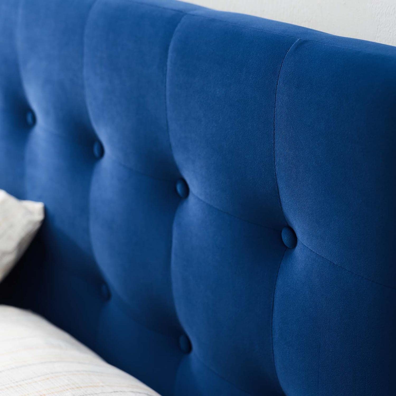 Bed | CasaFoyer Emily Full Performance Velvet Biscuit Tufted Headboard | Timeless Charm & Contemporary Luxury | Soft & Stain-Resistant | Adjustable Height | Navy | casafoyer.myshopify.com