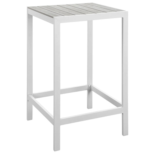 bar tables | Ergode Maine Outdoor Patio Dining Bar Table | Synthetic Wood Grain Plank Boards | Powder-Coated Aluminum Frame | Ideal for Contemporary Patios, Backyards, Poolside Areas | Includes One Bar Table | casafoyer.myshopify.com