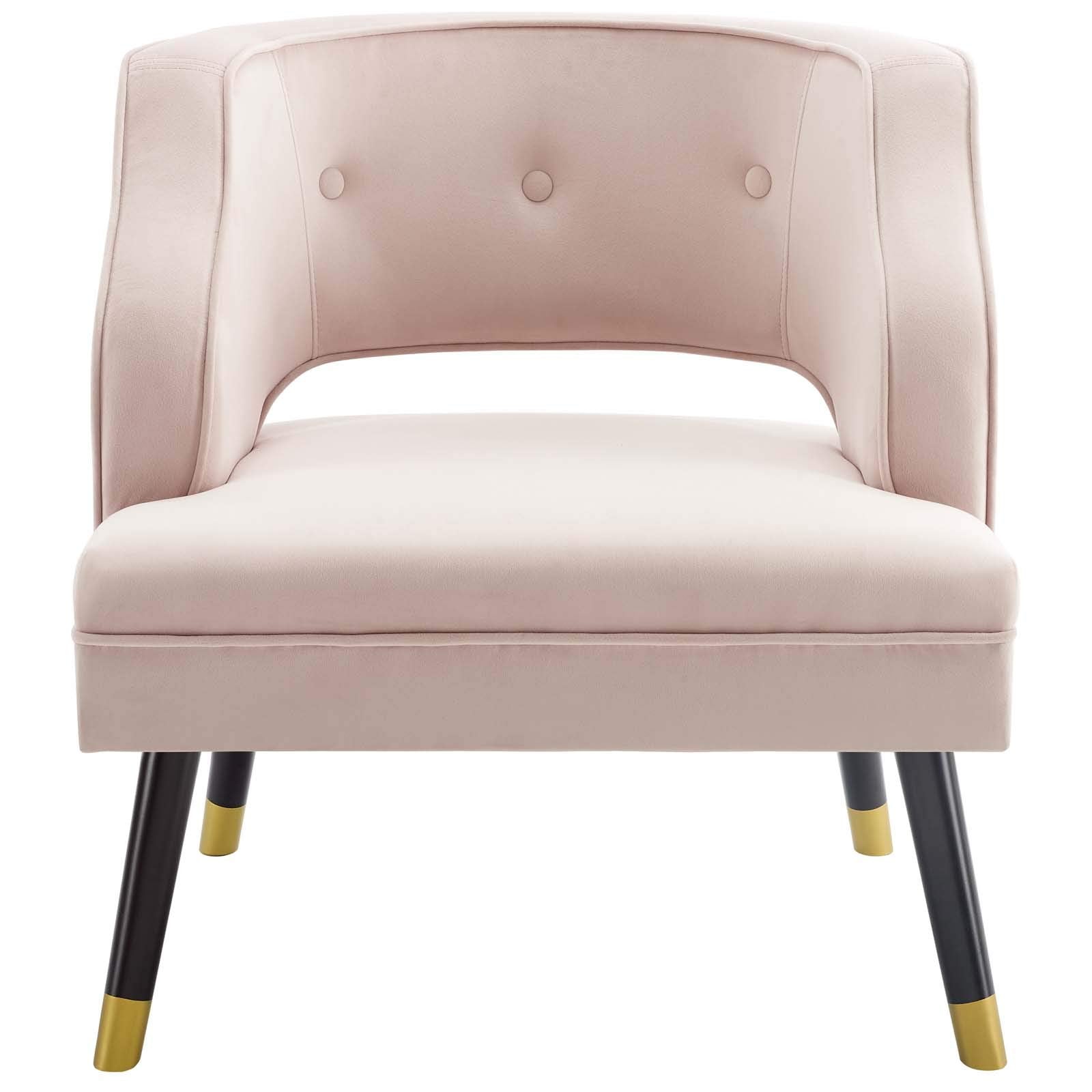 home office desk chairs | CasaFoyer Traipse Performance Velvet Armchair | Stylish Vintage Glamour Accent Chair | Button Tufting | Walnut Legs | Pink | casafoyer.myshopify.com