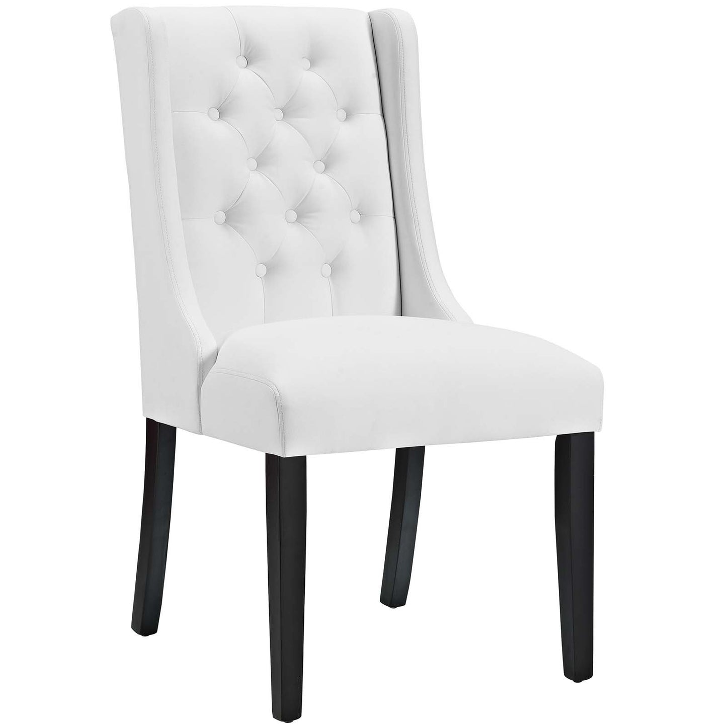 home office desk chairs | CasaFoyer Baronet Button Tufted Dining Chair | Exquisite Design | Premium Vinyl Upholstery | Solid Wood Frame | White | casafoyer.myshopify.com