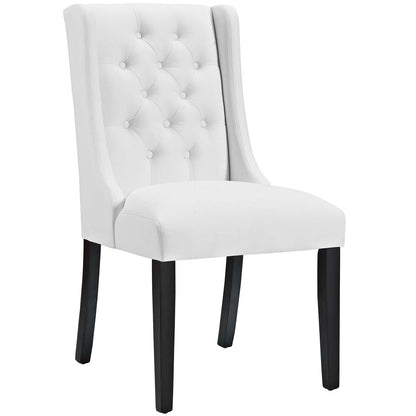 home office desk chairs | CasaFoyer Baronet Button Tufted Dining Chair | Exquisite Design | Premium Vinyl Upholstery | Solid Wood Frame | White | casafoyer.myshopify.com