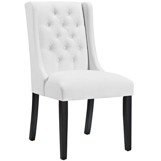 home office desk chairs | CasaFoyer Baronet Button Tufted Dining Chair | Exquisite Design | Premium Vinyl Upholstery | Solid Wood Frame | White | casafoyer.myshopify.com