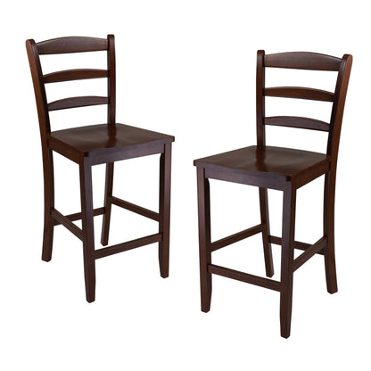 childrens table and chair sets | CasaFoyer Orlando High Table and Ladder Back Stool Set | Antique Design | 3-Piece | Walnut Finish | Solid Wood | 2 Shelves | Space-Saving | Comfortable | Easy Assembly | casafoyer.myshopify.com