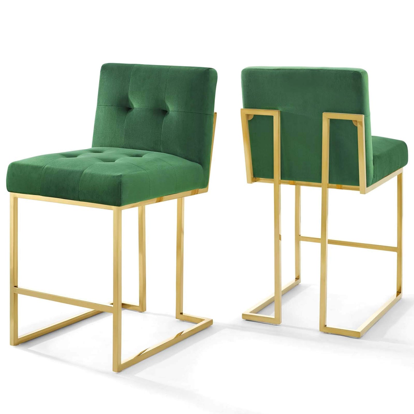 barstools | CasaFoyer Privy Counter Stool Set of 2 | Modern Design | Gold Stainless Steel Base | Performance Velvet Upholstery | Fully Assembled | casafoyer.myshopify.com