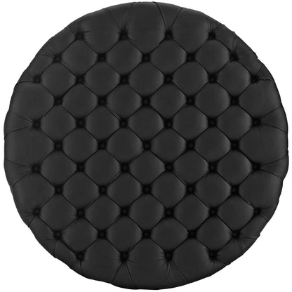 ottomans | CasaFoyer Amour Tufted Round Ottoman | Elegant Design | Plush Foam Padding | High-Quality Vinyl Upholstery | Sturdy Black Legs | Resting Feet, Showcasing Magazines | Enhance Interior Decor | Set of 1 | casafoyer.myshopify.com