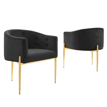 sofa tables | Ergode Savour Tufted Performance Velvet Accent Armchairs | Set of 2 | Elegant & Versatile | Stain-Resistant Upholstery | Comfortable Seating | Chrome Gold Legs | casafoyer.myshopify.com