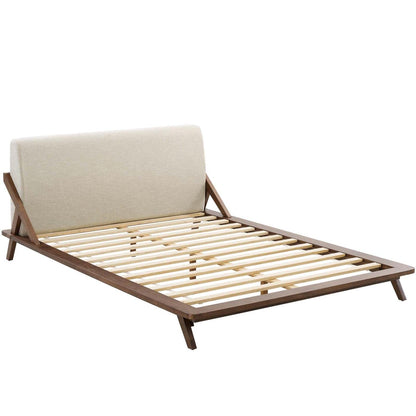 Bed | CasaFoyer Luella Queen Platform Bed | Sled Design | Polyester Upholstered Headboard | Solid Wood Frame | Slatted Support System | Modern Elegance | 800 lbs Weight Capacity | casafoyer.myshopify.com