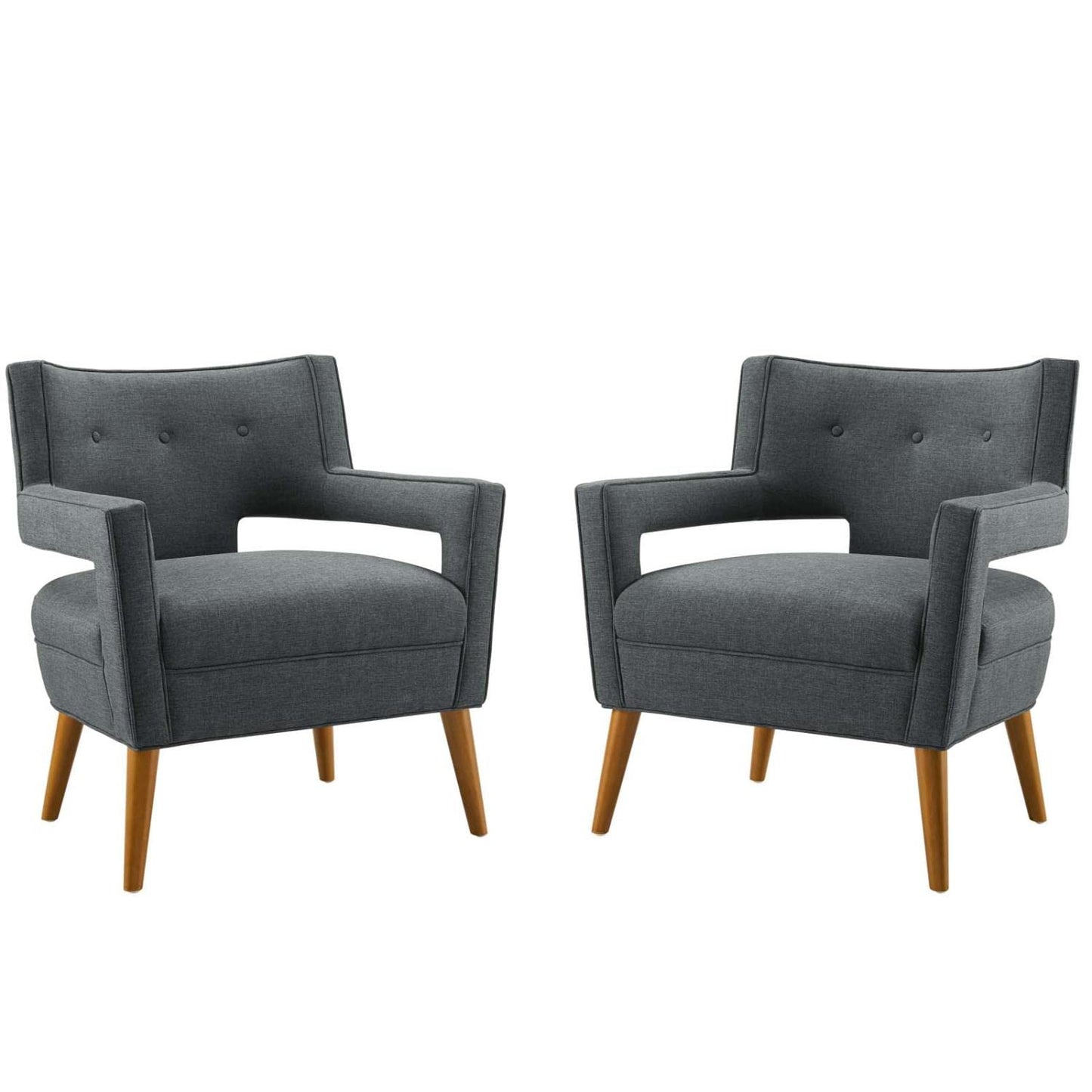 home office desk chairs | CasaFoyer Sheer Armchair Set of 2 | Mid-Century Modern Design | Soft Polyester Upholstery | Button Tufting | Cherry-Stained Wood Legs | 440 lbs Capacity | casafoyer.myshopify.com