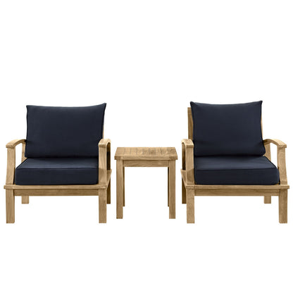 Patio Furniture Sets | Solid Teak Wood Outdoor Set | Marina Collection: Durable, All-Weather Cushions, Modern Design | Includes Side Table & Armchairs | casafoyer.myshopify.com