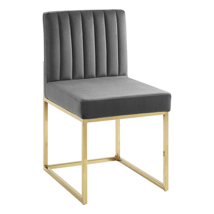 home office desk chairs | CasaFoyer Carriage Channel Tufted Performance Velvet Upholstered Sled Base Dining Chair | Gold Stainless Steel | Stain-Resistant | Glamorous Design | Versatile | 331 lbs Weight Capacity | casafoyer.myshopify.com