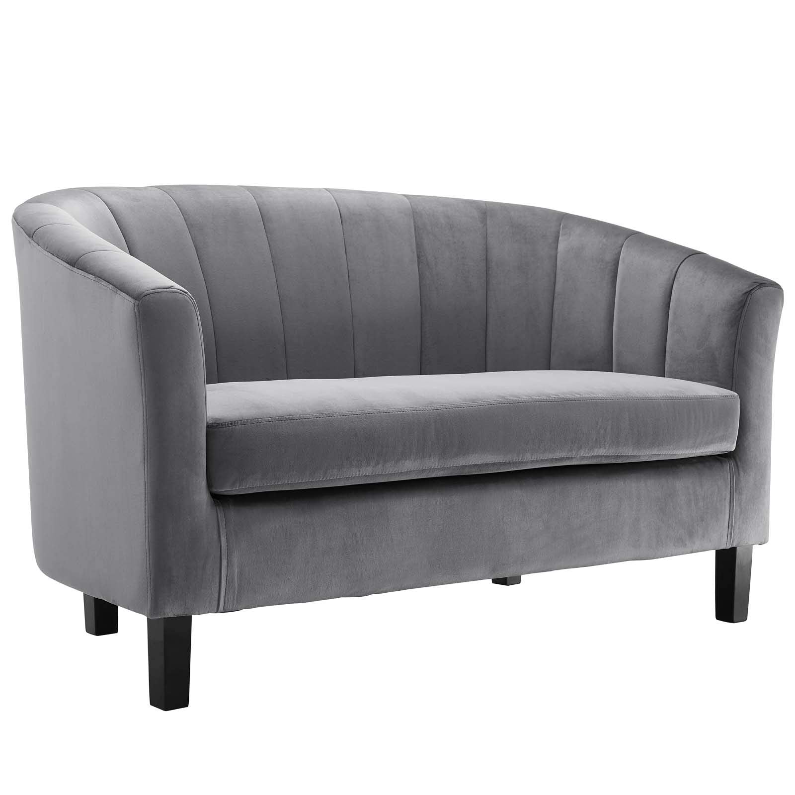 sofas | CasaFoyer Prospect Performance Velvet Loveseat | Stain-Resistant | Channel Tufting | Retro Modern Design | Comfortable & Durable | Set with 1 Loveseat | casafoyer.myshopify.com