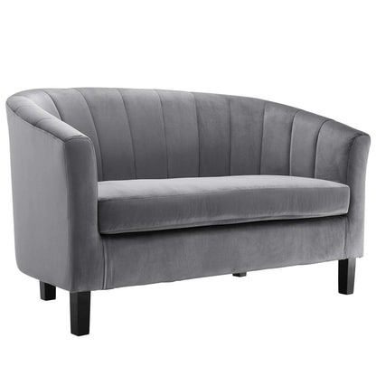 sofas | CasaFoyer Prospect Performance Velvet Loveseat | Stain-Resistant | Channel Tufting | Retro Modern Design | Comfortable & Durable | Set with 1 Loveseat | casafoyer.myshopify.com