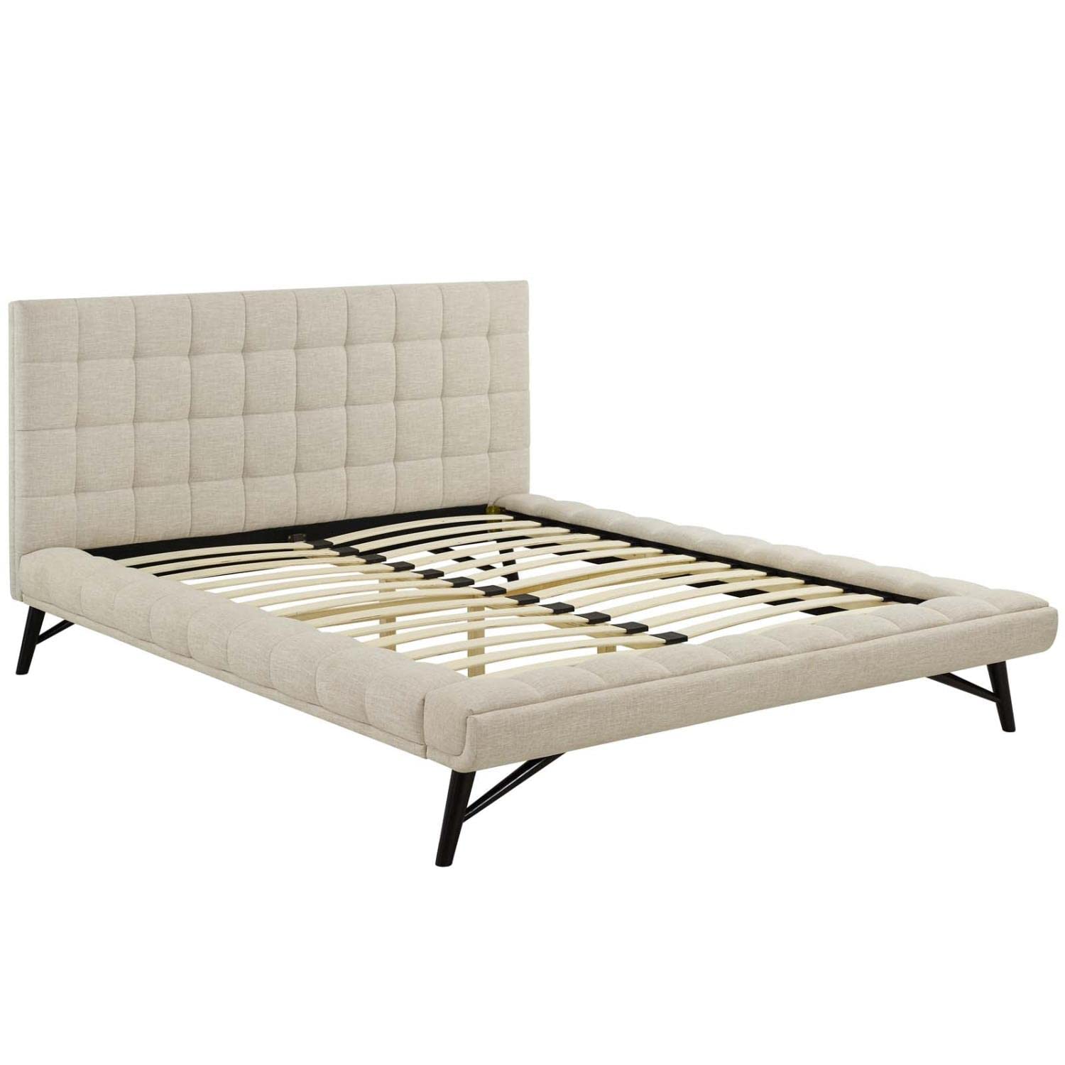adjustable bed bases | CasaFoyer Julia Queen Platform Bed | Sturdy Plywood Frame | Biscuit Tufted Upholstery | Low-Profile Design | Wood Slat Support System | 800 lbs Capacity | casafoyer.myshopify.com