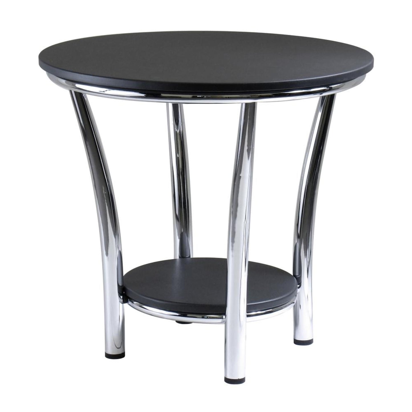 TABLE | Ergode Maya Table Collection | Round End Table - 23.75 Diameter - Spacious Top & Shelf - Polished Steel Frame - Easy Assembly - 23.82 W x 23.82 D x 22.05 H | casafoyer.myshopify.com