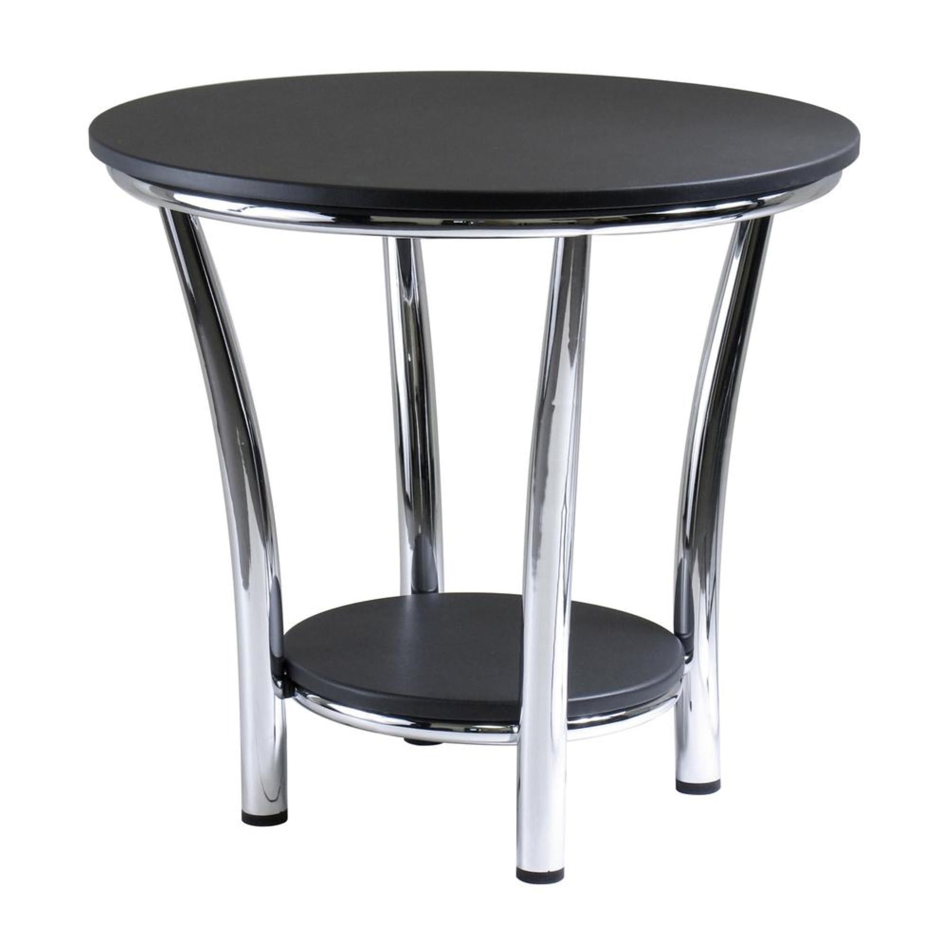 TABLE | Ergode Maya Table Collection | Round End Table - 23.75 Diameter - Spacious Top & Shelf - Polished Steel Frame - Easy Assembly - 23.82 W x 23.82 D x 22.05 H | casafoyer.myshopify.com