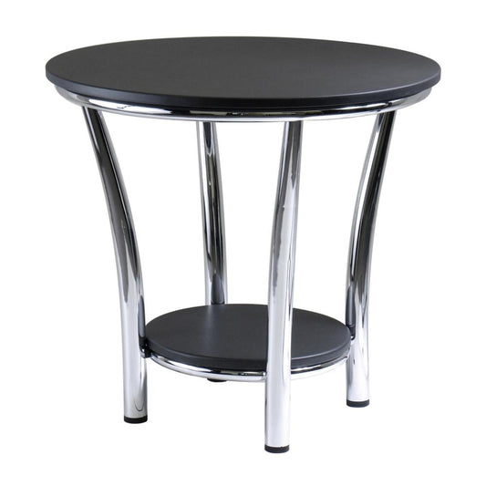 TABLE | Ergode Maya Table Collection | Round End Table - 23.75 Diameter - Spacious Top & Shelf - Polished Steel Frame - Easy Assembly - 23.82 W x 23.82 D x 22.05 H | casafoyer.myshopify.com