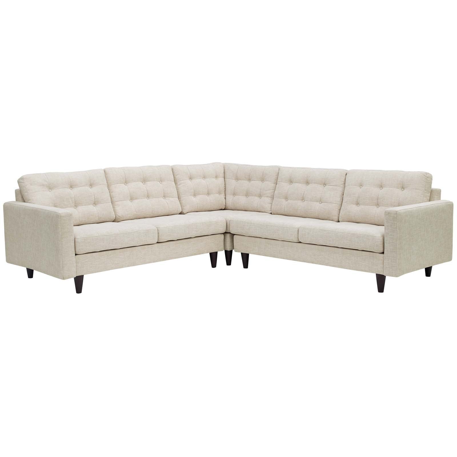 kitchen and dining room sets | CasaFoyer Empress Exquisite Design | 3-Piece Upholstered Fabric Sectional Sofa Set | Beige | casafoyer.myshopify.com