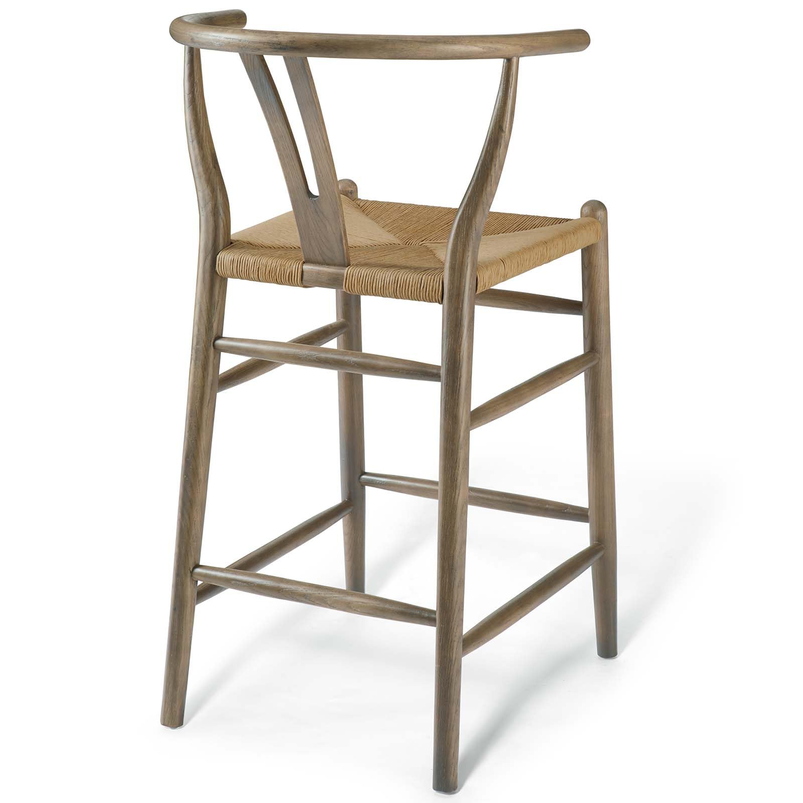barstools | CasaFoyer Amish Wooden Counter Stool | Rustic Design | Mid-Century Modern Style | Elm Wood Armrest | Woven Paper Rope Seat | Fully Assembled | Ideal for Bistro, Bar, Lounge | 331 lbs Weight Capacity | casafoyer.myshopify.com