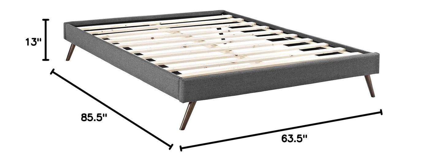 Bed | CasaFoyer Loryn Platform Bed | Solid Wood Frame | Polyester Upholstery | Tapered Legs | No Box Spring Needed | Compatible with Memory Foam Mattresses | Gray | casafoyer.myshopify.com