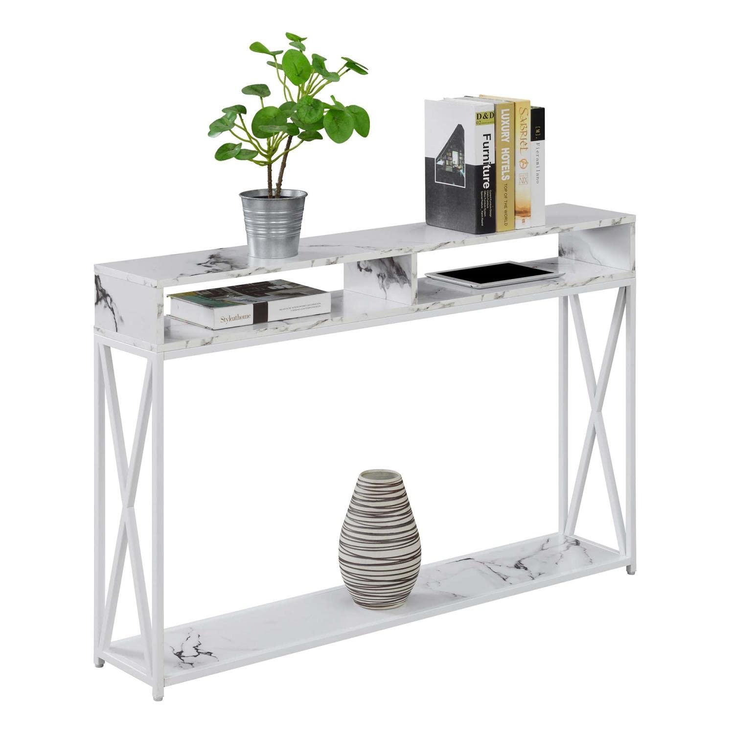 TABLE | Tucson Deluxe Console Table with Shelf | Spacious Compartments | Robust Metal Frame | MDF & Melamine Veneer | Contemporary Home Aesthetic | Ergode | casafoyer.myshopify.com