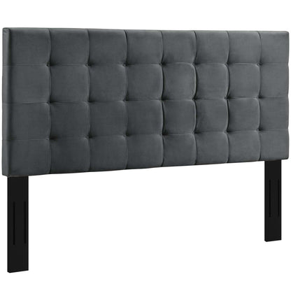 Bed | CasaFoyer Paisley | Tufted Full/Queen Headboard | Upholstered Performance Velvet | Gray | casafoyer.myshopify.com