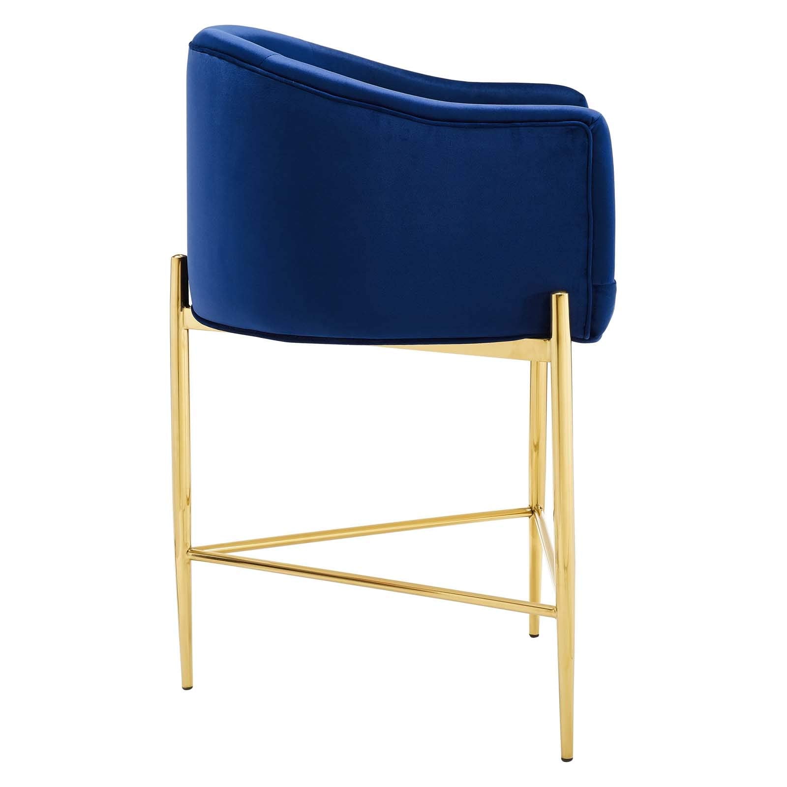 barstools | CasaFoyer Savour Tufted Performance Velvet Counter Stool Set of 2 | Elegant Design | Stain-Resistant Upholstery | Comfortable Dining | Chrome Gold Frame | 26H Seat Height | 300 lbs Weight Capacity | casafoyer.myshopify.com
