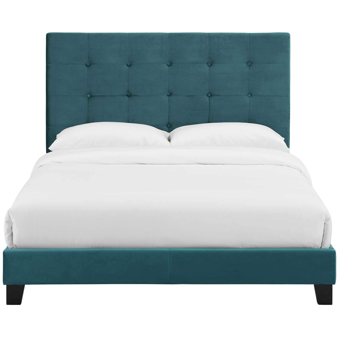 Bed | CasaFoyer Melanie Queen Platform Bed | Chic Elegance | Stain-Resistant Velvet | Durable Wood Frame | No Box Spring | Kid's/Guest Room | 800 lbs Capacity | casafoyer.myshopify.com