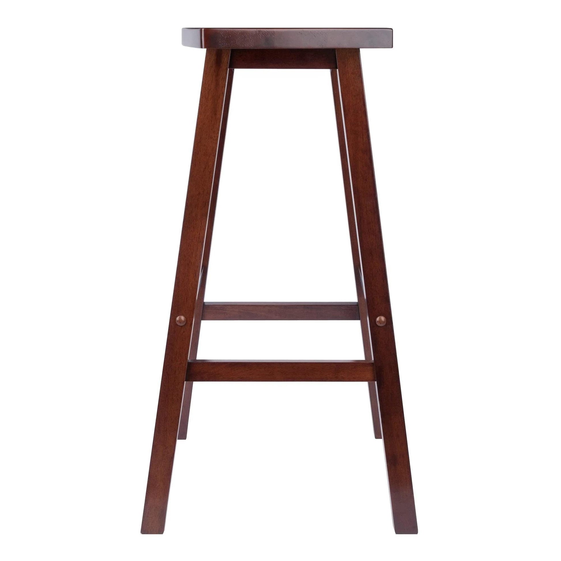 STOOL_SEATING | CasaFoyer  Wood Katashi Stool | Fan-Shaped Design | Solid Wood | Walnut Finish | Crossbar for Stability | Easy Assembly | Bar & Counter Height | 19.69 W x 15.75 D x 28.62 H | 11.6 lbs | 220 lbs Weight Limit | casafoyer.myshopify.com