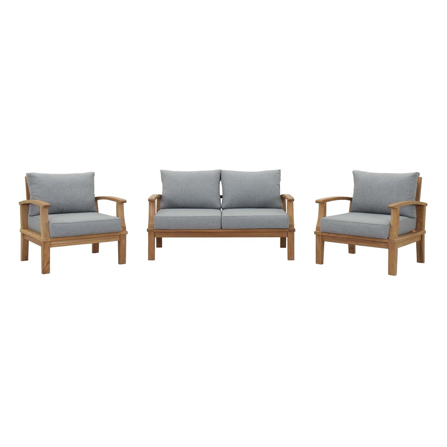 Patio Furniture Sets | Marina Teak Wood Outdoor Patio Furniture Sofa Sectional Set | Luxury, Durable, All-Weather Cushions | Modern Design | Includes Sofa & Armchairs | casafoyer.myshopify.com