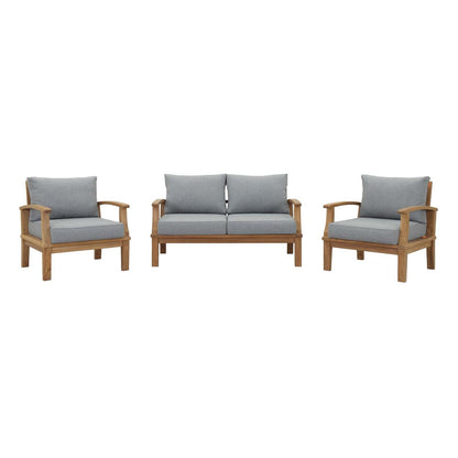 Patio Furniture Sets | Marina Teak Wood Outdoor Patio Furniture Sofa Sectional Set | Luxury, Durable, All-Weather Cushions | Modern Design | Includes Sofa & Armchairs | casafoyer.myshopify.com