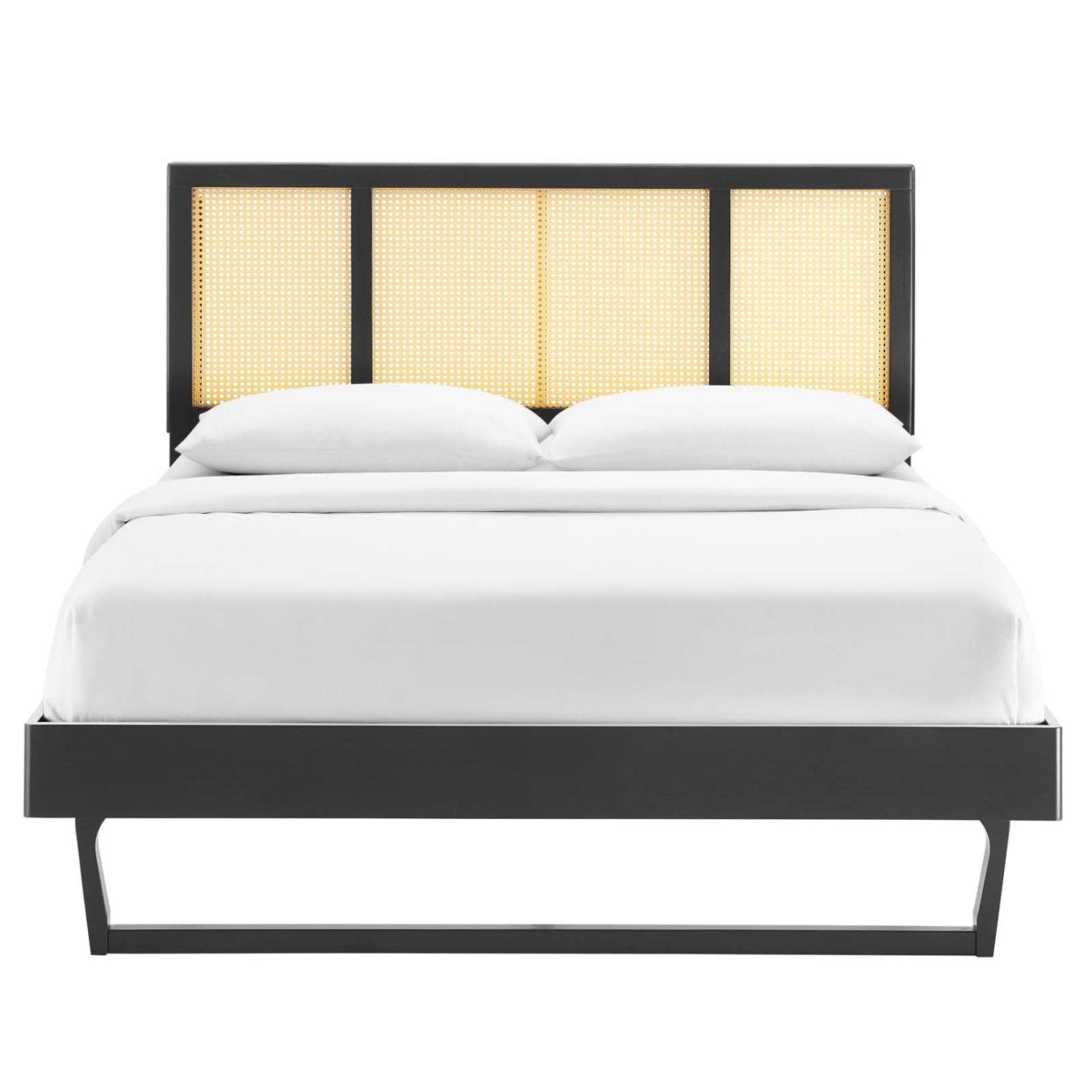 Bed | CasaFoyer Kelsea Woven Cane Rattan Wood Full Platform Bed | Retro Style | Organic Aesthetics | Durable Construction | No Box Spring Needed | Easy Assembly | 601 lbs Weight Capacity | casafoyer.myshopify.com