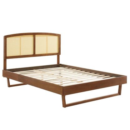 Bed | CasaFoyer Sierra Woven Cane Rattan Wood King Platform Bed | Tropical Mid-Century Design | Durable Construction | Easy Assembly | Includes Headboard & Frame | casafoyer.myshopify.com