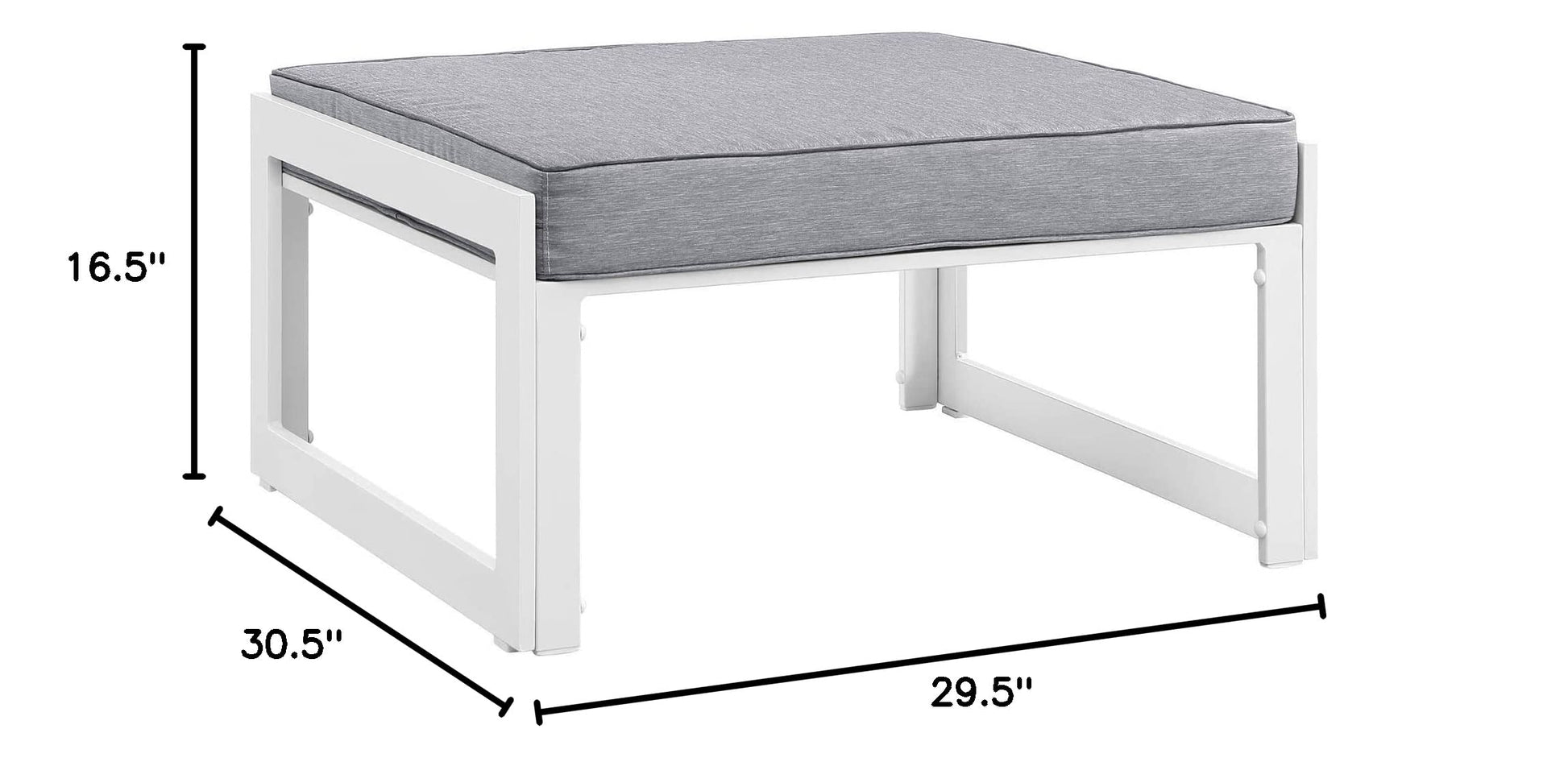 Ottoman | Fortuna Outdoor Patio Ottoman | Versatile Small Bench | Durable Aluminum Frame | All-Weather Cushions | Ideal for Contemporary Patios | casafoyer.myshopify.com