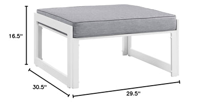 Ottoman | Fortuna Outdoor Patio Ottoman | Versatile Small Bench | Durable Aluminum Frame | All-Weather Cushions | Ideal for Contemporary Patios | casafoyer.myshopify.com