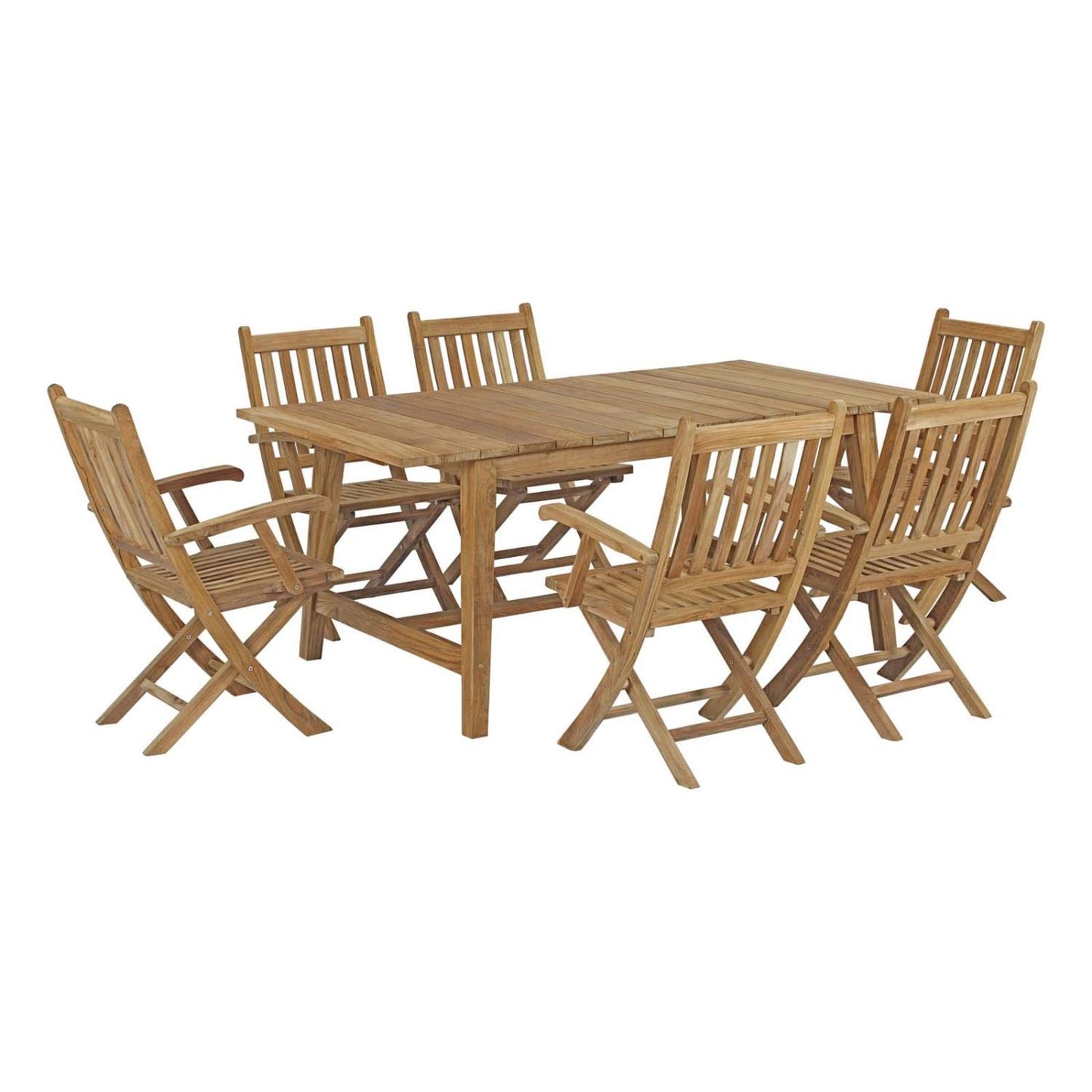 kitchen and dining room sets | CasaFoyer Premium Teak Wood Outdoor Set | Marina Collection | 7 Piece Patio Dining Set | Dorset Table & 6 Marina Folding Chairs | All-Weather Cushions | Sturdy & Timeless Design | Assembly Required | casafoyer.myshopify.com