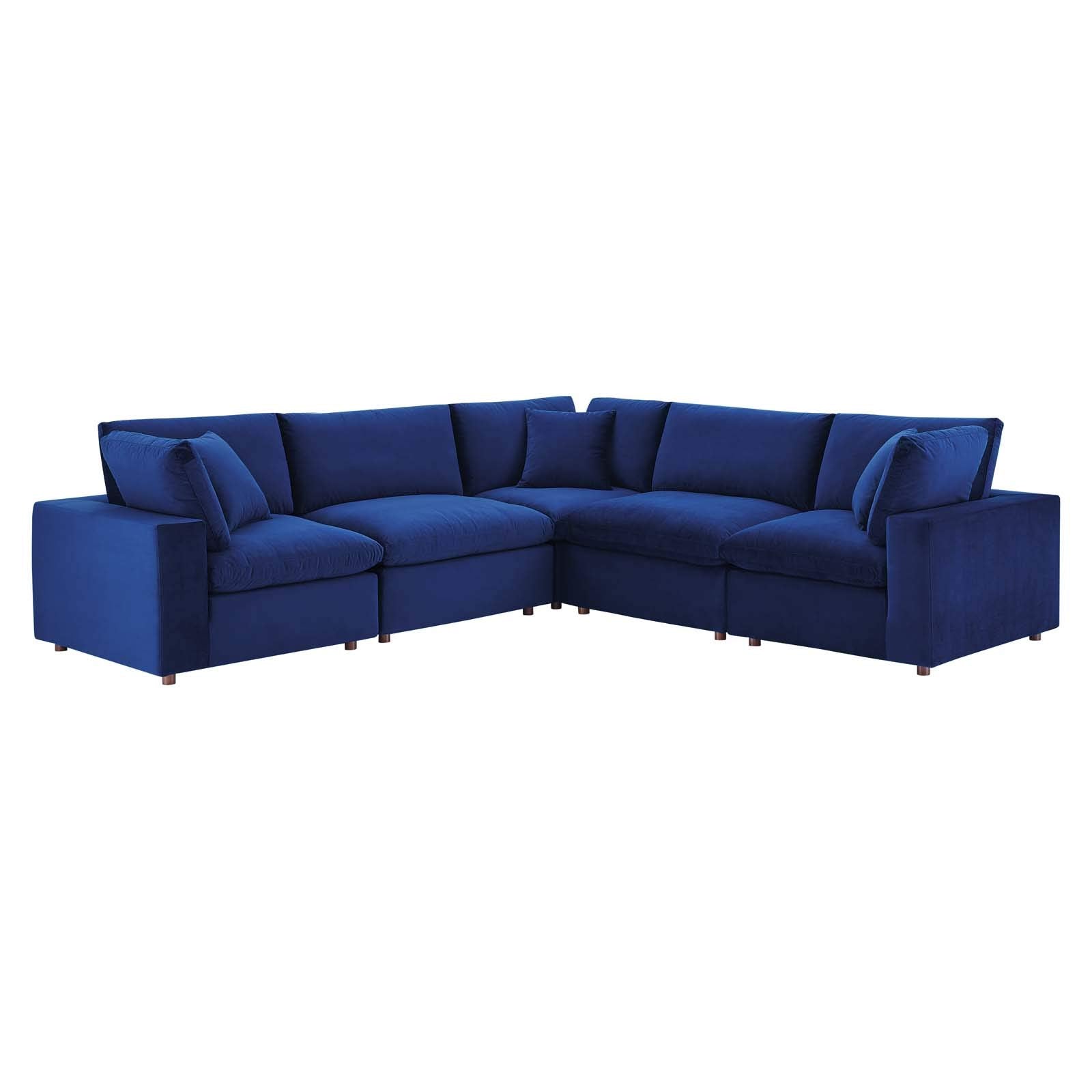 kitchen and dining room sets | CasaFoyer Commix Sectional Sofa | Luxurious & Inviting | Stain-Resistant Velvet | Solid Wood Construction | Ultimate Comfort | 5-Piece Set | Navy | casafoyer.myshopify.com
