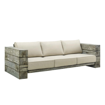 kitchen and dining room sets | CasaFoyer Manteo Outdoor Patio 4 Piece Set | Sofa, Armchair, Side Table, Fire Pit Table | Driftwood Finish | All-Weather Cushions | 50,000 BTU Burner | PVC Cover | Rustic Modern Design | casafoyer.myshopify.com