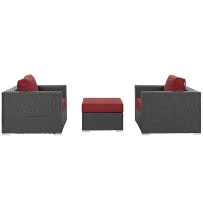 Patio Furniture Sets | Sojourn Outdoor Patio Furniture Set | Ottoman & Armchairs | Sunbrella Fabric | UV Protection | Powder-Coated Aluminum Frame | casafoyer.myshopify.com