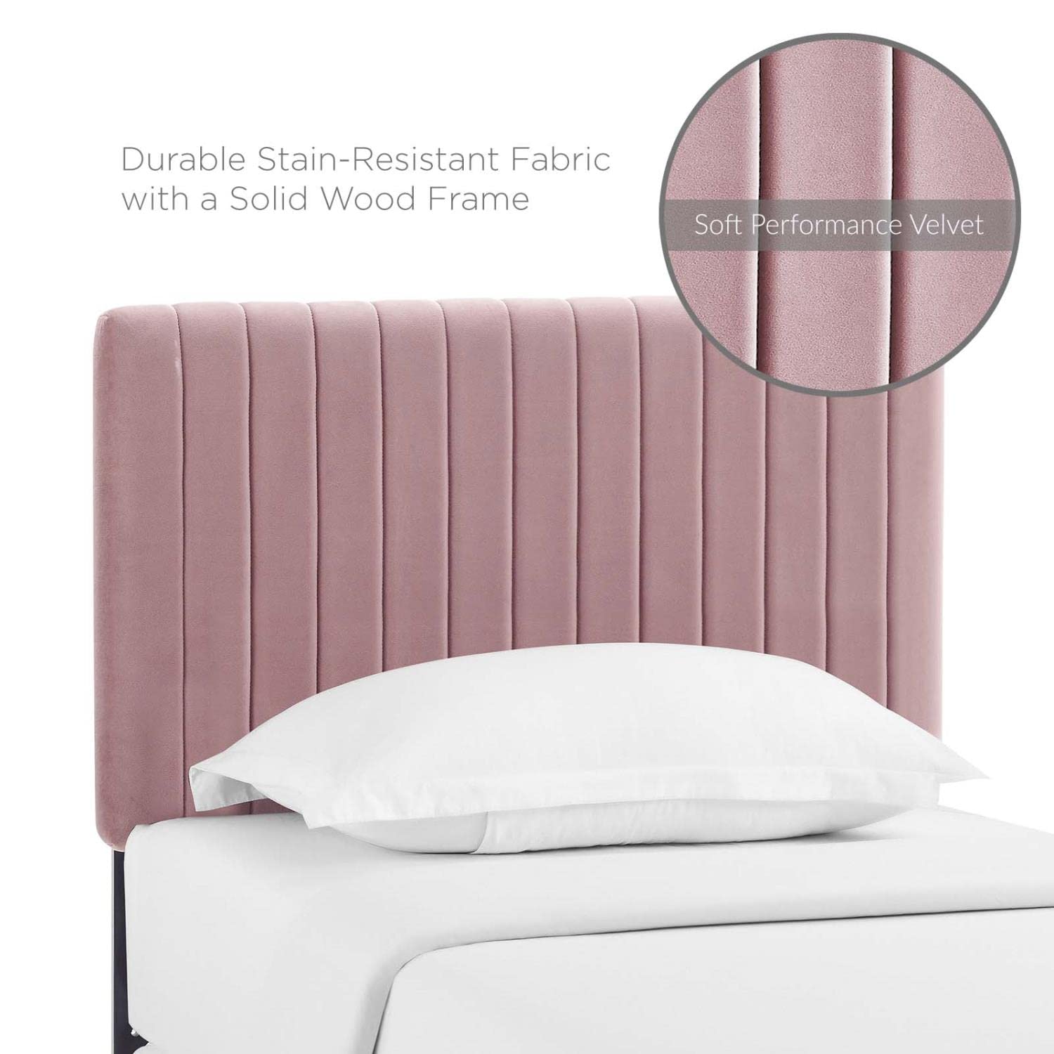 headboards | CasaFoyer Keira Twin Headboard | Luxurious Velvet | Channel Tufting | Stain-Resistant | Solid Wood Frame | Upgrade Your Bedroom or Dorm | Dusty Rose | casafoyer.myshopify.com