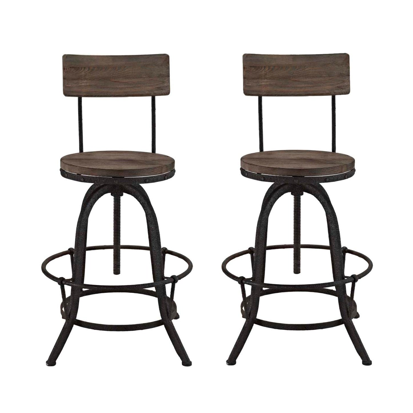 barstools | CasaFoyer Procure Wood Bar Stools | Metal Frame | Pine Wood Seat & Back | Footrest | Rustic Charm with Modern Elegance | Set of 2 | casafoyer.myshopify.com