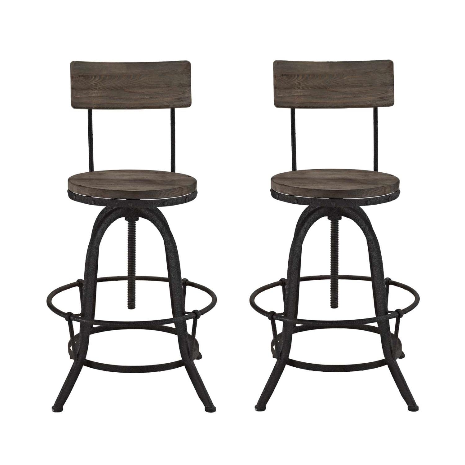 barstools | CasaFoyer Procure Wood Bar Stools | Metal Frame | Pine Wood Seat & Back | Footrest | Rustic Charm with Modern Elegance | Set of 2 | casafoyer.myshopify.com