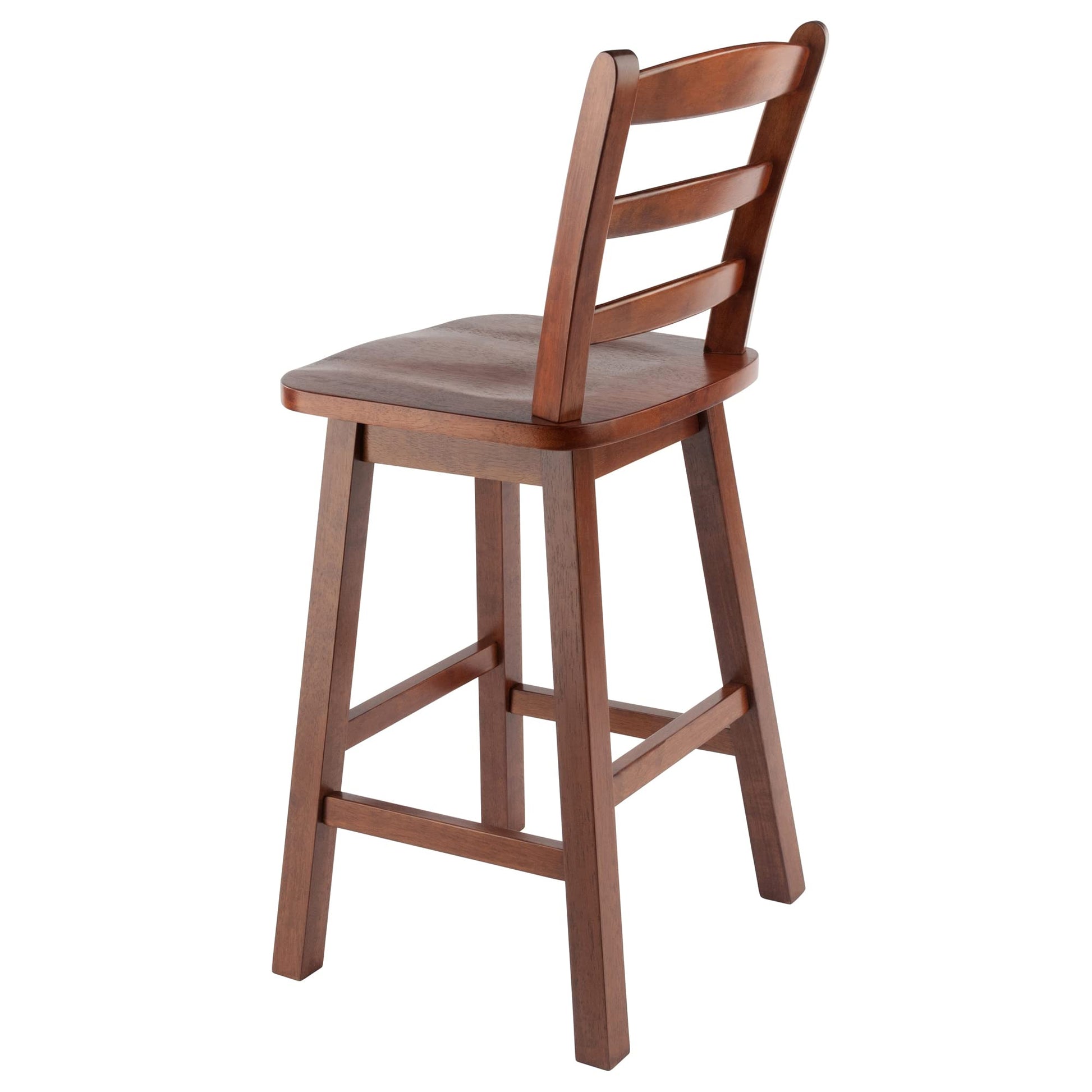 barstools | Scalera Ladder Back Swivel Counter Stool | Solid Wood | Walnut Finish | Comfortable Seat | 360-Degree Swivel | Footrests | CasaFoyer | casafoyer.myshopify.com